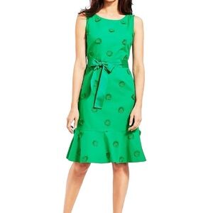 TALBOTS FLOWER APPLIQUE FIT-AND-FLARE DRESS